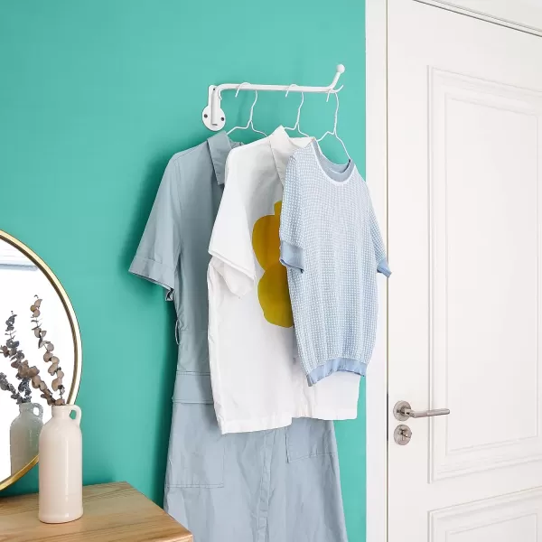 Mkono Wall Mounted Clothes Hanger Rack with Swing Arm Holder Valet Hook Metal Hanging Drying Rack Space Saving for Closet Organizer Laundry Room Bathroom Bedroom 2 Pack BlackWhite