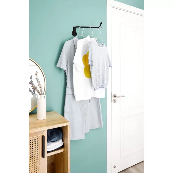 Mkono Wall Mounted Clothes Hanger Rack with Swing Arm Holder Valet Hook Metal Hanging Drying Rack Space Saving for Closet Organizer Laundry Room Bathroom Bedroom 2 Pack BlackBlack
