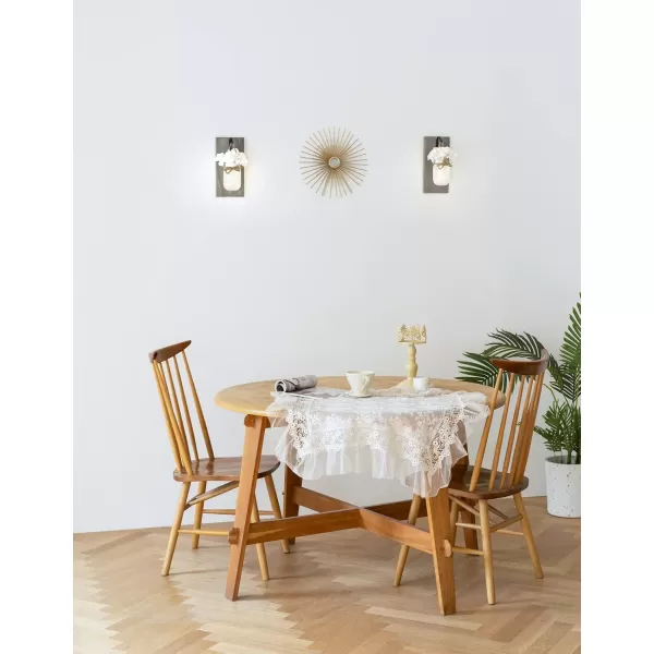 Mkono Wall Sconces Rustic Sconces Set of 2 Farmhouse Mason Jars Bathroom Decor Wood Boards with Fairy Lights and Flowers Fall Wall Decor for Home Kitchen Living Room White