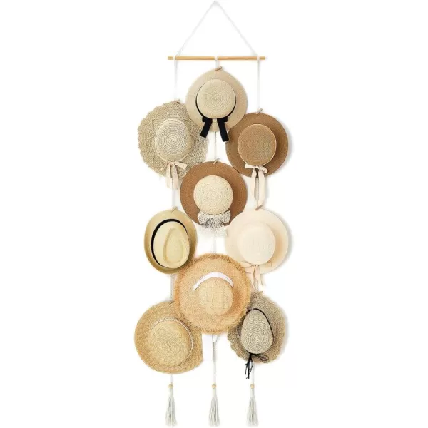 Mkono Hat Rack Hat Hangers for Wall Boho Caps Storage Display Organizer with Decorative Tassels Modern Cowboy Womens Hat Display Holder for Wide Brim Fedora Bowler Baseball Caps MediumMedium