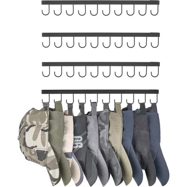 Mkono Hat Rack for Wall Hat Storage Organizer for 20 Baseball Caps Modern Metal Closet Hat Hooks Wall Mount Ball Caps Holder Organizer for Bedroom Entryroom Closet Organization Set of 2 Black4