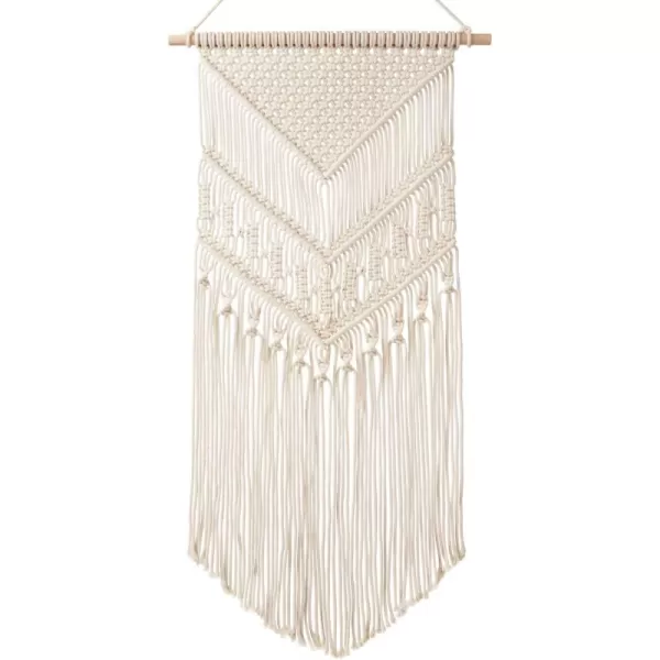 Mkono Macrame Wall Hanging Art Woven Boho Home Dcor Geometric Beautiful Yarn Tapestry Wall Decor for Bedroom Nursery Apartment Dorm Decoration Christmas Gift for Teen Girl Mom 17quot W x 33quot LIvory