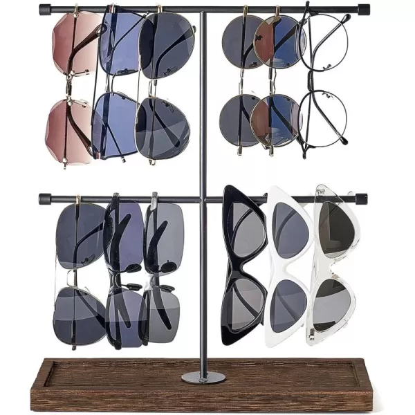 Mkono Sunglasses Organizer Rustic Glasses Storage Display Holder 2 Tier Sunglass Stand Eyeglasses Rack for Multiple Glasses Retail Eyewear Eyeglasses Hanging Organizer for Desk Dresser Tabletop