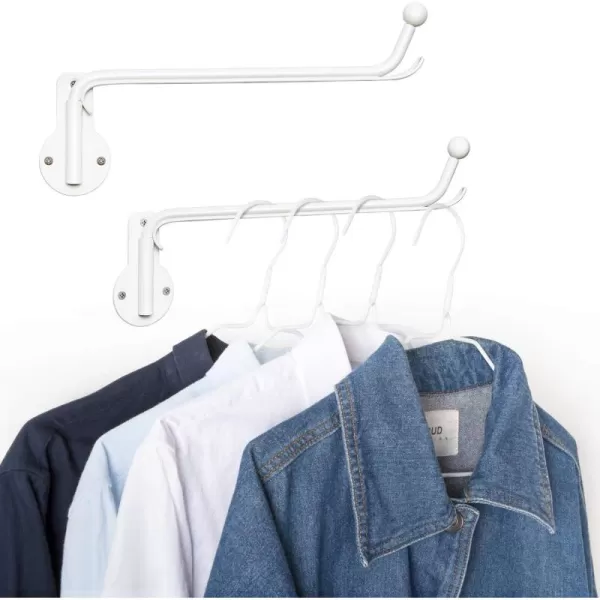 Mkono Wall Mounted Clothes Hanger Rack with Swing Arm Holder Valet Hook Metal Hanging Drying Rack Space Saving for Closet Organizer Laundry Room Bathroom Bedroom 2 Pack BlackWhite
