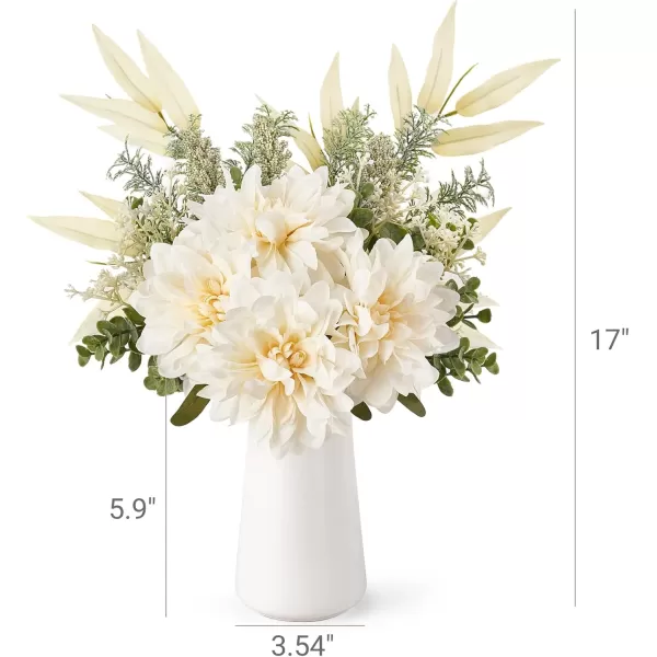 imageMkono Fake Flowers in Ceramic Vase Artificial Flower Bouquet for Dining Table Centerpiece Faux Flower Arrangements Coffee Table Decor Small Silk Wedding Flower Indoor for Kitchen Home Office BlueWhite