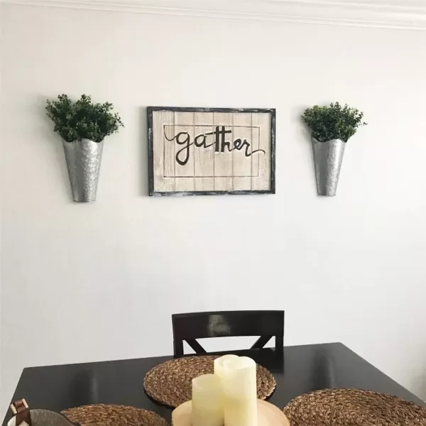 imageMkono Galvanized Metal Wall Planter Farmhouse Wall Vase for Artificial Plants Flowers Rustic Hanging Fake Flowers Holder Country Home Bedroom Living Room Decor Set of 2 Black SmallSilver
