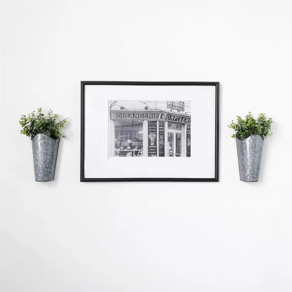 imageMkono Galvanized Metal Wall Planter Farmhouse Wall Vase for Artificial Plants Flowers Rustic Hanging Fake Flowers Holder Country Home Bedroom Living Room Decor Set of 2 Black SmallSilver