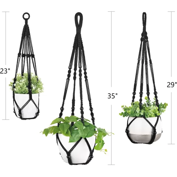 imageMkono 3 Pack Macrame Plant Hangers Indoor Different Size Hanging Planter Basket Flower Pot Holder with Beads No Tassels 35quot29quot23quot Medium IvoryBlack