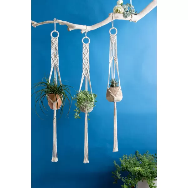imageMkono Macrame Plant Hangers Set of 3 Indoor Wall Hanging Planter Basket Flower Pot Holder Boho Home Decor 39 Inch Ivory