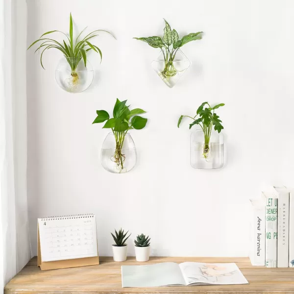 imageMkono Propagation Wall Hanging Planter Glass Terrarium Flower Vases Holder for Indoor Plants Home Living Room Office Decor Plant Lover Gifts Set of 4