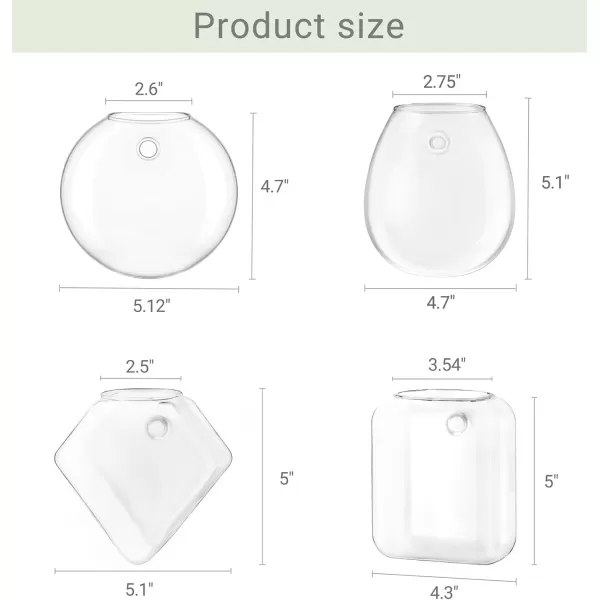 imageMkono Propagation Wall Hanging Planter Glass Terrarium Flower Vases Holder for Indoor Plants Home Living Room Office Decor Plant Lover Gifts Set of 4