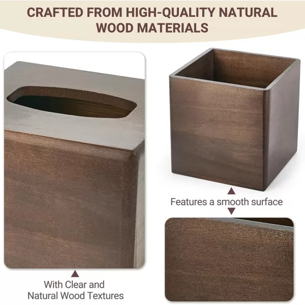 imageMkono Tissue Box Cover Square OpenBottom Wood Tissue Box Holder Decorative Facial Cube Organizer Modern Farmhouse Decor for Bathroom Bedroom Dresser Living Room Office Dorm Dark Brown