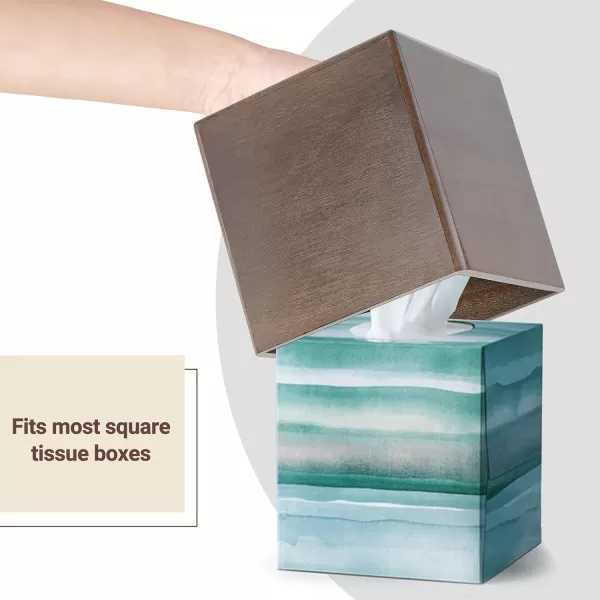 imageMkono Tissue Box Cover Square OpenBottom Wood Tissue Box Holder Decorative Facial Cube Organizer Modern Farmhouse Decor for Bathroom Bedroom Dresser Living Room Office Dorm Dark Brown