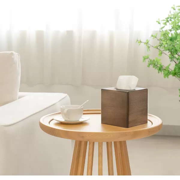 imageMkono Tissue Box Cover Square OpenBottom Wood Tissue Box Holder Decorative Facial Cube Organizer Modern Farmhouse Decor for Bathroom Bedroom Dresser Living Room Office Dorm Dark Brown