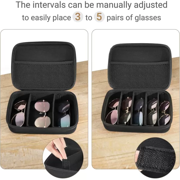 imageMkono Travel Sunglasses Organizer Glasses Case Multiple Pairs with Adjustable Slots Eyeglasses Case Storage Box for MenBlack
