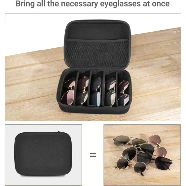 imageMkono Travel Sunglasses Organizer Glasses Case Multiple Pairs with Adjustable Slots Eyeglasses Case Storage Box for MenBlack