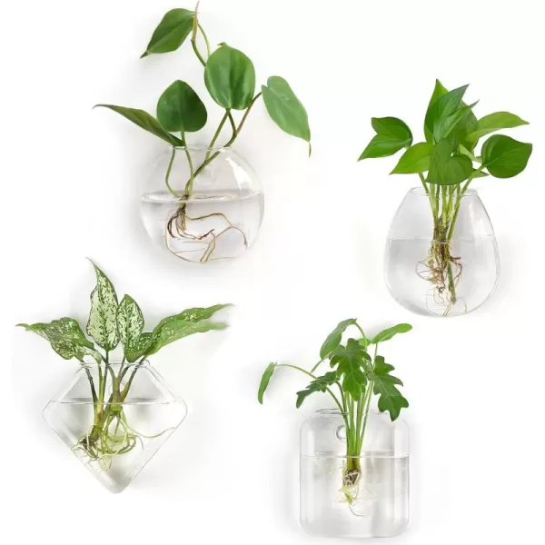 imageMkono Propagation Wall Hanging Planter Glass Terrarium Flower Vases Holder for Indoor Plants Home Living Room Office Decor Plant Lover Gifts Set of 4