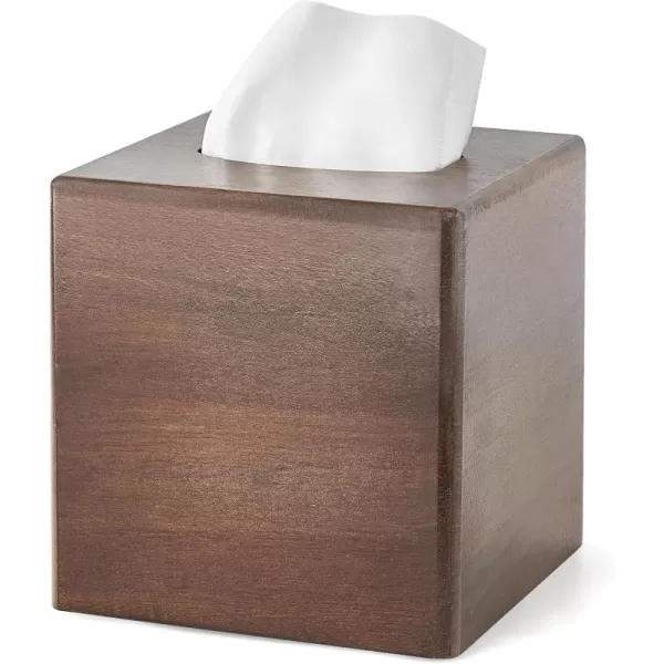 imageMkono Tissue Box Cover Square OpenBottom Wood Tissue Box Holder Decorative Facial Cube Organizer Modern Farmhouse Decor for Bathroom Bedroom Dresser Living Room Office Dorm Dark Brown