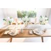 imageMkono Artificial Flowers Plants Bouquet White Silk Flowers for Home Decor Indoor Fake Flower Arrangements Table Centerpieces for Kitchen Wedding Party Decorations