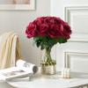 imageMkono Rose Artificial Flowers 10 PCS Fake Rose Bouquet Silk Faux Flowers with Long Stem Realistic Blossom Roses for Home Decor Wedding Party Decorations RedRed