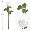 imageMkono Rose Artificial Flowers 10 PCS Fake Rose Bouquet Silk Faux Flowers with Long Stem Realistic Blossom Roses for Home Decor Wedding Party Decorations RedWhite