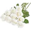 imageMkono Rose Artificial Flowers 10 PCS Fake Rose Bouquet Silk Faux Flowers with Long Stem Realistic Blossom Roses for Home Decor Wedding Party Decorations RedWhite