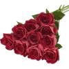 imageMkono Rose Artificial Flowers 10 PCS Fake Rose Bouquet Silk Faux Flowers with Long Stem Realistic Blossom Roses for Home Decor Wedding Party Decorations RedRed