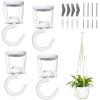 imageMkono Ceiling Hooks for Hanging Plants Heavy Duty Metal Plant Hanger for Drop Ceiling Swag Hook for Hanging Planters Lights Birdfeeders Indoor Outdoor Decorative Screwin Hooks White 2 PackWhite