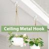 imageMkono Ceiling Hooks for Hanging Plants Swag Hook Plant Wall Hanger Heavy Duty for Hanging Planter Chandeliers Wind Chimes Indoor Outdoor Decorative Hooks 2 Pack White