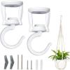 imageMkono Ceiling Hooks for Hanging Plants Heavy Duty Metal Plant Hanger for Drop Ceiling Swag Hook for Hanging Planters Lights Birdfeeders Indoor Outdoor Decorative Screwin Hooks White 2 PackWhite