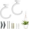 imageMkono Ceiling Hooks for Hanging Plants Swag Hook Plant Wall Hanger Heavy Duty for Hanging Planter Chandeliers Wind Chimes Indoor Outdoor Decorative Hooks 2 Pack White