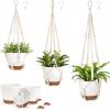 imageMkono Hanging Planters Macrame Plant Hangers with Self Watering Plant Pots Indoor Set of 3 Hanging Baskets Flower Pot Holders with Hooks No Tassels 3 Different Size for Boho Home DecorIvory