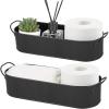imageMkono Metal Storage Basket for Toilet Tank Top Bathroom Decor Galvanized Tray with Handle for Shelves Farmhouse Toilet Paper Holder Organizing Bin Box for Countertop Living Room Set of 2 BlackBlack