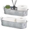 imageMkono Metal Storage Basket for Toilet Tank Top Bathroom Decor Galvanized Tray with Handle for Shelves Farmhouse Toilet Paper Holder Organizing Bin Box for Countertop Living Room Set of 2 BlackSilver