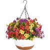 imageMkono Artificial Hanging Flowers for Outdoor Decor with 10 Inch Hanging Planters Macrame Plant Hangers with Self Watering Pots 2 Kinds of Hanging Basket for Garden Porch Home Patio Balcony Yard