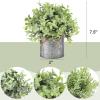 imageMkono Fake Plants in Farmhouse Galvanized Metal Pots Table Centerpiece Rustic Home Decor 3 Pack Potted Artificial Plants Faux Eucalyptus for Shelf Indoor Dining Room OfficeGrey