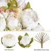 imageMkono Peonies Artificial Flowers 2 Packs 13 Stems Faux Peony Flowers Real Touch Fake Silk Bouquet for Arrangements Dining Table Centerpieces for Kitchen Bridal Wedding Party Decor Light PinkWhite