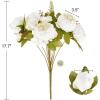 imageMkono Peonies Artificial Flowers 2 Packs 13 Stems Faux Peony Flowers Real Touch Fake Silk Bouquet for Arrangements Dining Table Centerpieces for Kitchen Bridal Wedding Party Decor Light PinkWhite