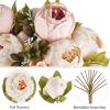 imageMkono Peonies Artificial Flowers 2 Packs 13 Stems Faux Peony Flowers Real Touch Fake Silk Bouquet for Arrangements Dining Table Centerpieces for Kitchen Bridal Wedding Party Decor Light PinkLight Pink