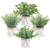 imageMkono 4 Packs Small Fake Plants in Farmhouse Galvanized Pots Table Centerpiece Mini Potted Artificial Plants Faux Eucalyptus for Shelf Office Rustic Home Decor WhiteWhite