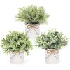 imageMkono Fake Plants in Farmhouse Galvanized Metal Pots Table Centerpiece Rustic Home Decor 3 Pack Potted Artificial Plants Faux Eucalyptus for Shelf Indoor Dining Room OfficeWhite