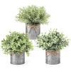 imageMkono Fake Plants in Farmhouse Galvanized Metal Pots Table Centerpiece Rustic Home Decor 3 Pack Potted Artificial Plants Faux Eucalyptus for Shelf Indoor Dining Room OfficeGrey
