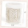 imageMkono Glasses Holder for Nightstand Macrame Plush Lined Glasses Stand for Multiple Glasses Boho Decor Eyeglass Case Holder for Office Desk Organizer