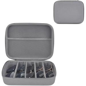 imageMkono Travel Sunglasses Organizer Glasses Case Multiple Pairs with Adjustable Slots Eyeglasses Case Storage Box for Men 8 Slots GrayGray