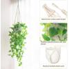 imageMkono Fake Hanging Plant with Lights Artificial Plants for Home Decor Indoor Macrame Plant Hanger with Fake Vines Greenery for Bedroom Bathroom Kitchen Office Decor