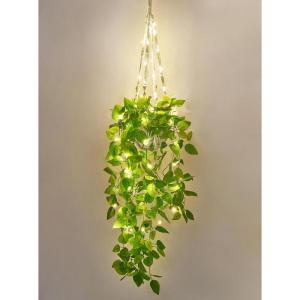 imageMkono Fake Hanging Plant with Lights Artificial Plants for Home Decor Indoor Macrame Plant Hanger with Fake Vines Greenery for Bedroom Bathroom Kitchen Office Decor