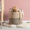 imageMkono Woven Storage Basket Decorative Natural Rope Basket Wooden Bead Decoration for BlanketsToysClothesShoesPlant Organizer Bin with Handles Living Room Home Decor 16quotx13quot White and BrownYellow and Black