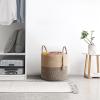 imageMkono Woven Storage Basket Decorative Natural Rope Basket Wooden Bead Decoration for BlanketsToysClothesShoesPlant Organizer Bin with Handles Living Room Home Decor 16quotx13quot White and BrownYellow and Black