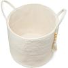 imageMkono Woven Storage Basket Decorative Natural Rope Basket Wooden Bead Decoration for BlanketsToysClothesShoesPlant Organizer Bin with Handles Living Room Home Decor 16quotx13quot White and BrownWhite