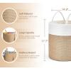 imageMkono Woven Storage Basket Decorative Natural Rope Basket Wooden Bead Decoration for BlanketsToysClothesShoesPlant Organizer Bin with Handles Living Room Home Decor 16quotx13quot White and BrownWhite and Yellow